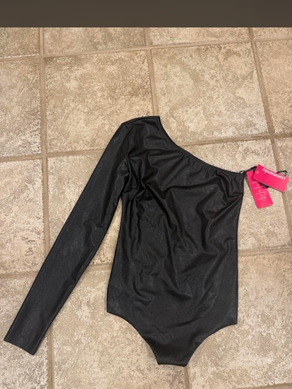 Commando Black One-Shoulder Long Sleeve Bodysuit